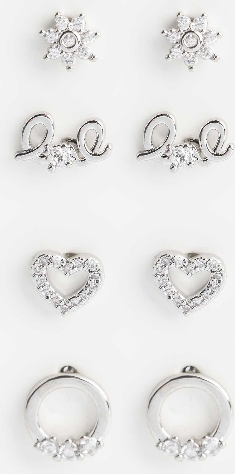 Ohrringe - 4er-Pack - silberfarben