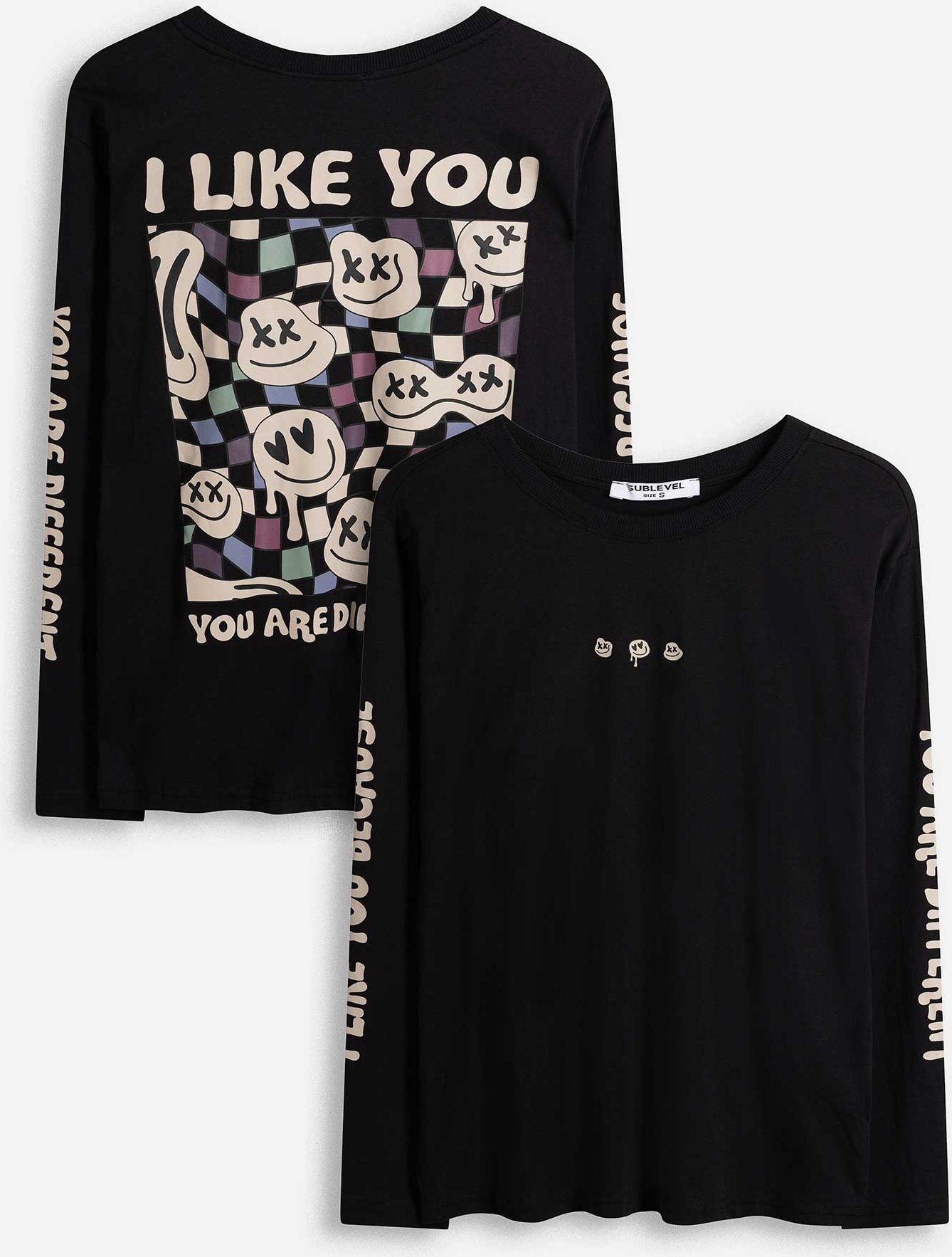 Langarmshirt - Rückenprint - dunkelgrau