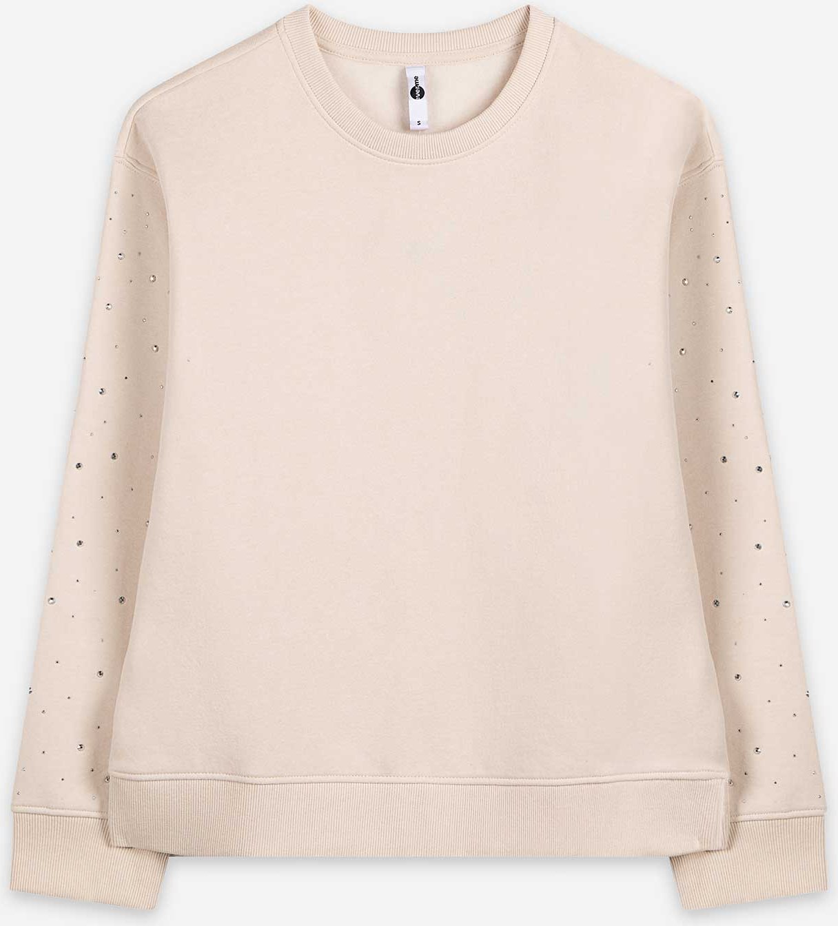Sweatshirt - Ziersteine - beige
