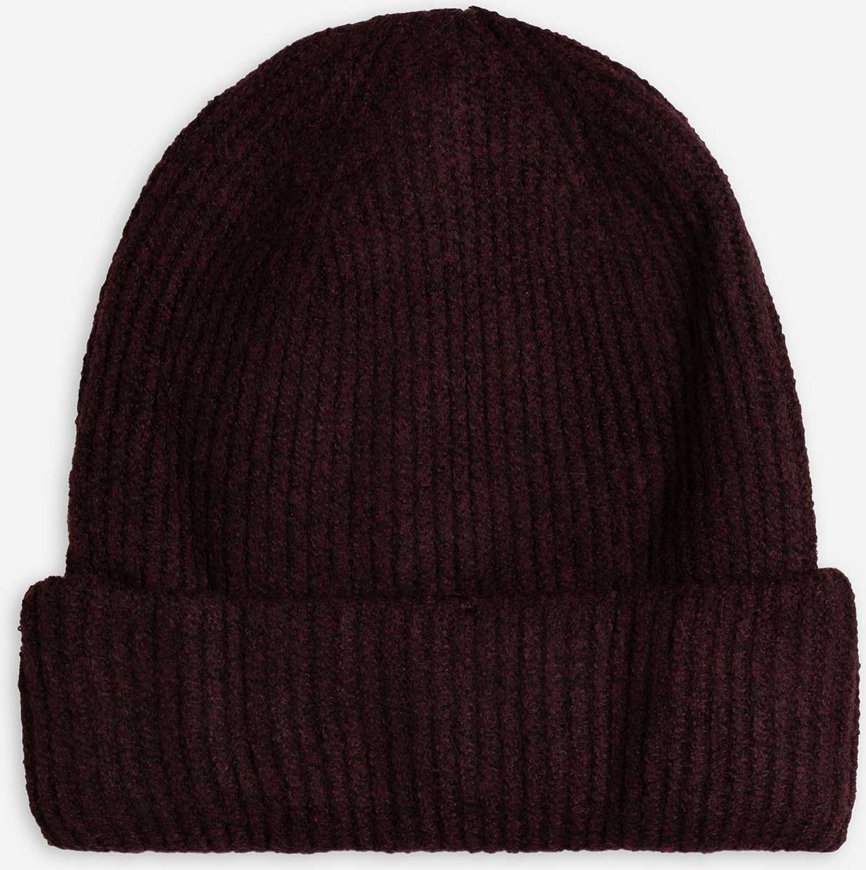 Mütze - Rippstrick - dunkelrot
