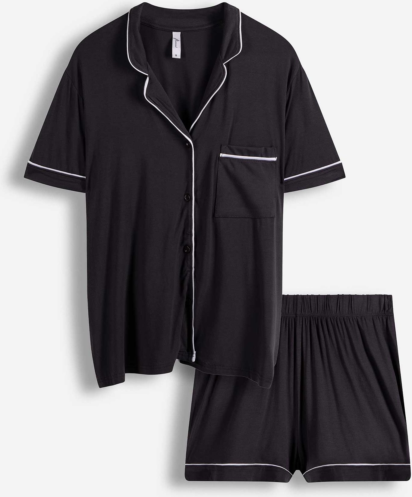 Pyjama Set aus Shirt und Shorts - einfarbig - dunkelgrau