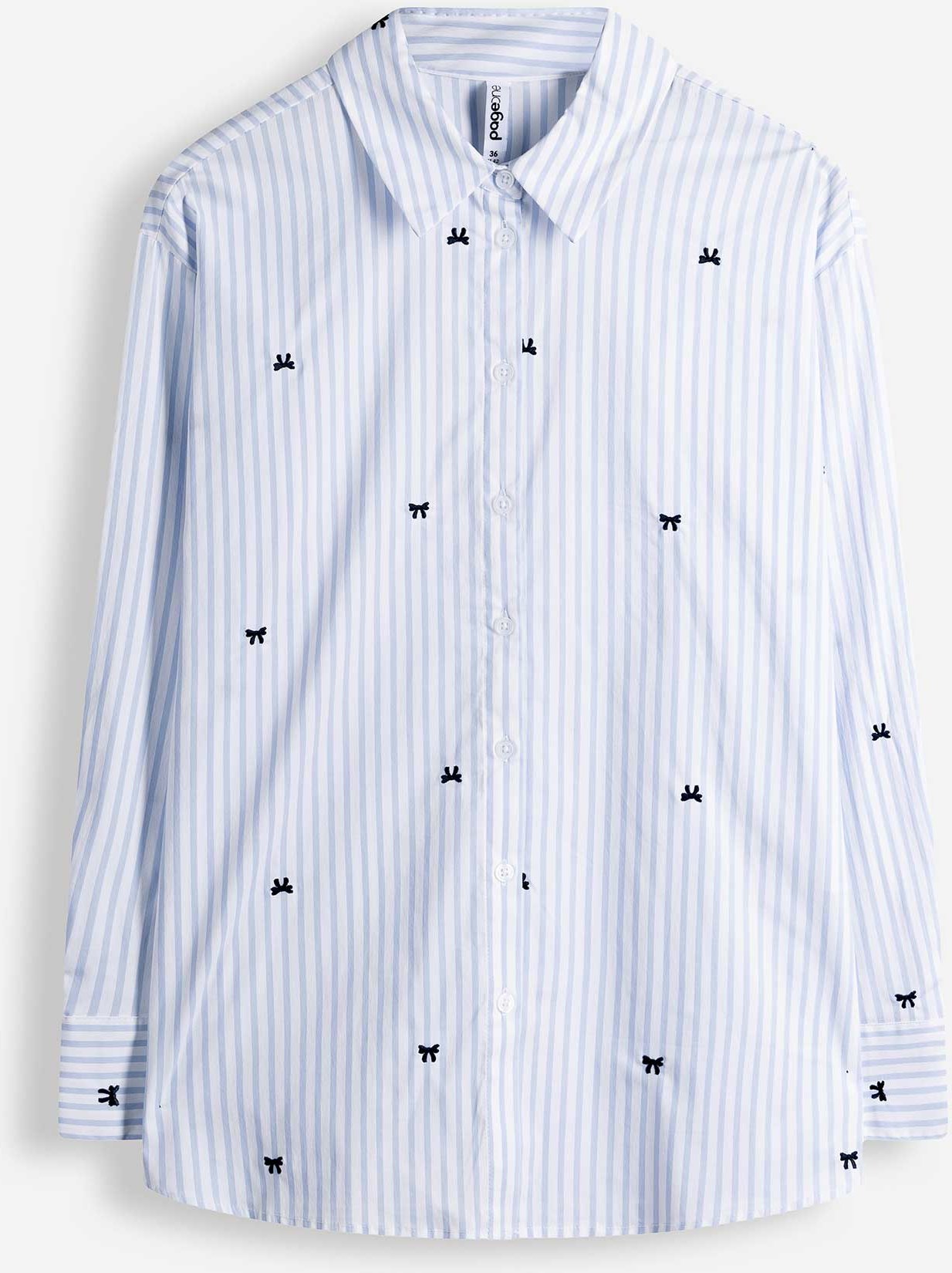 Bluse - Stickerei - hellblau