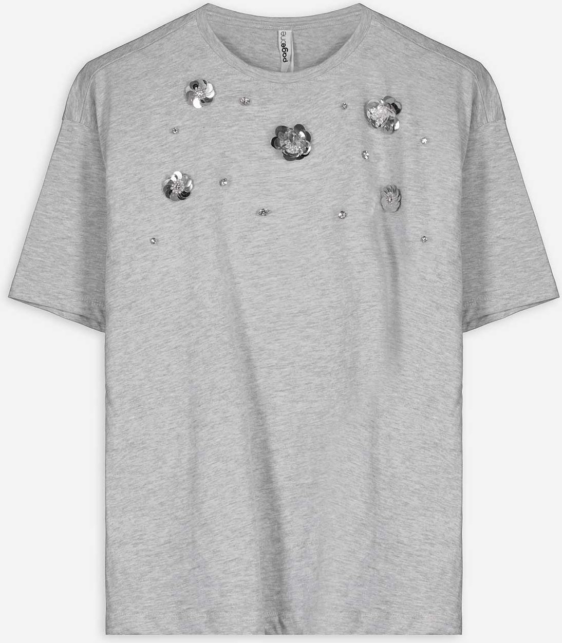 T-Shirt - Ziersteine - grau