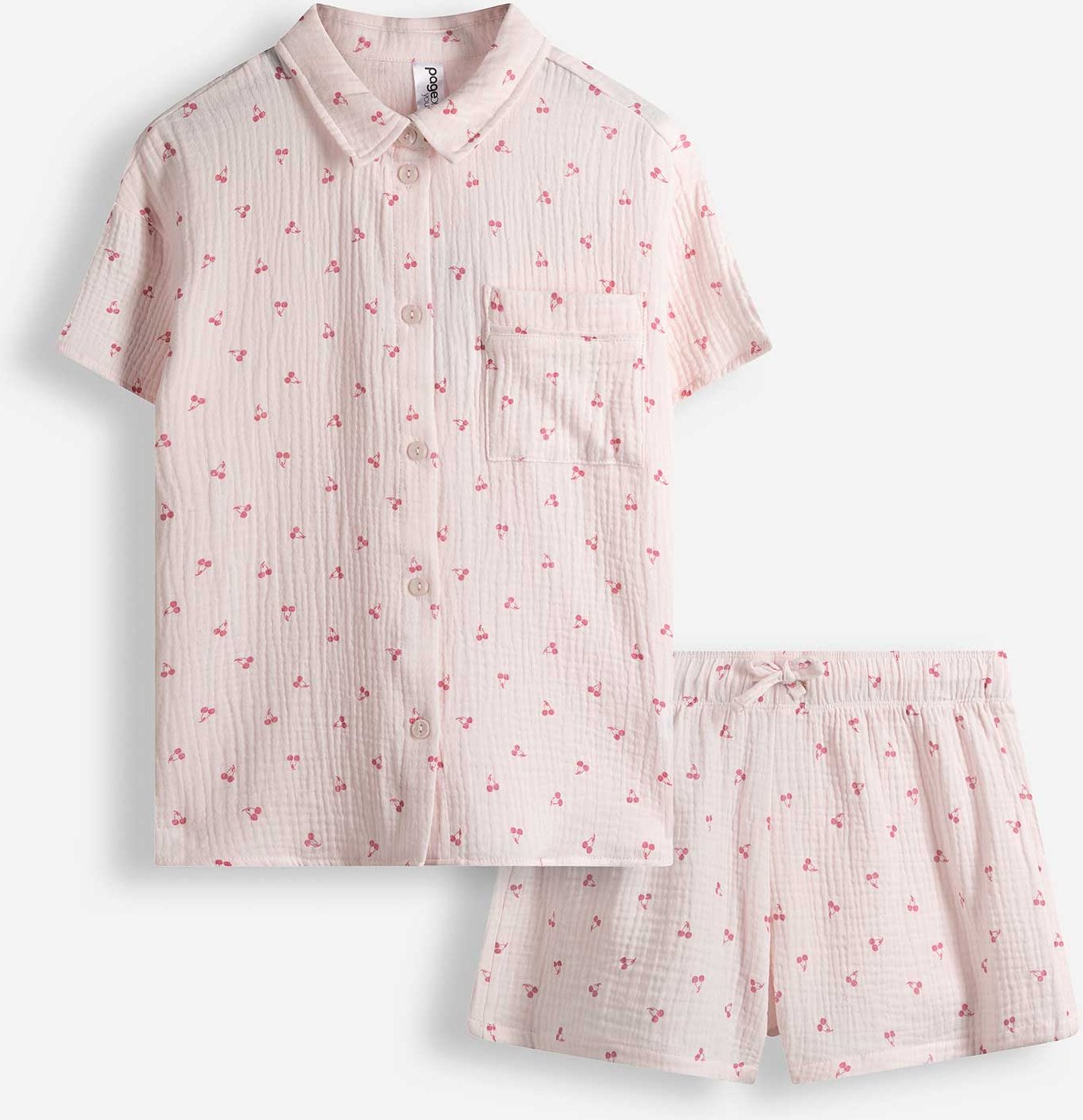 Pyjama Set aus Shirt und Hose - Musselin - rosa