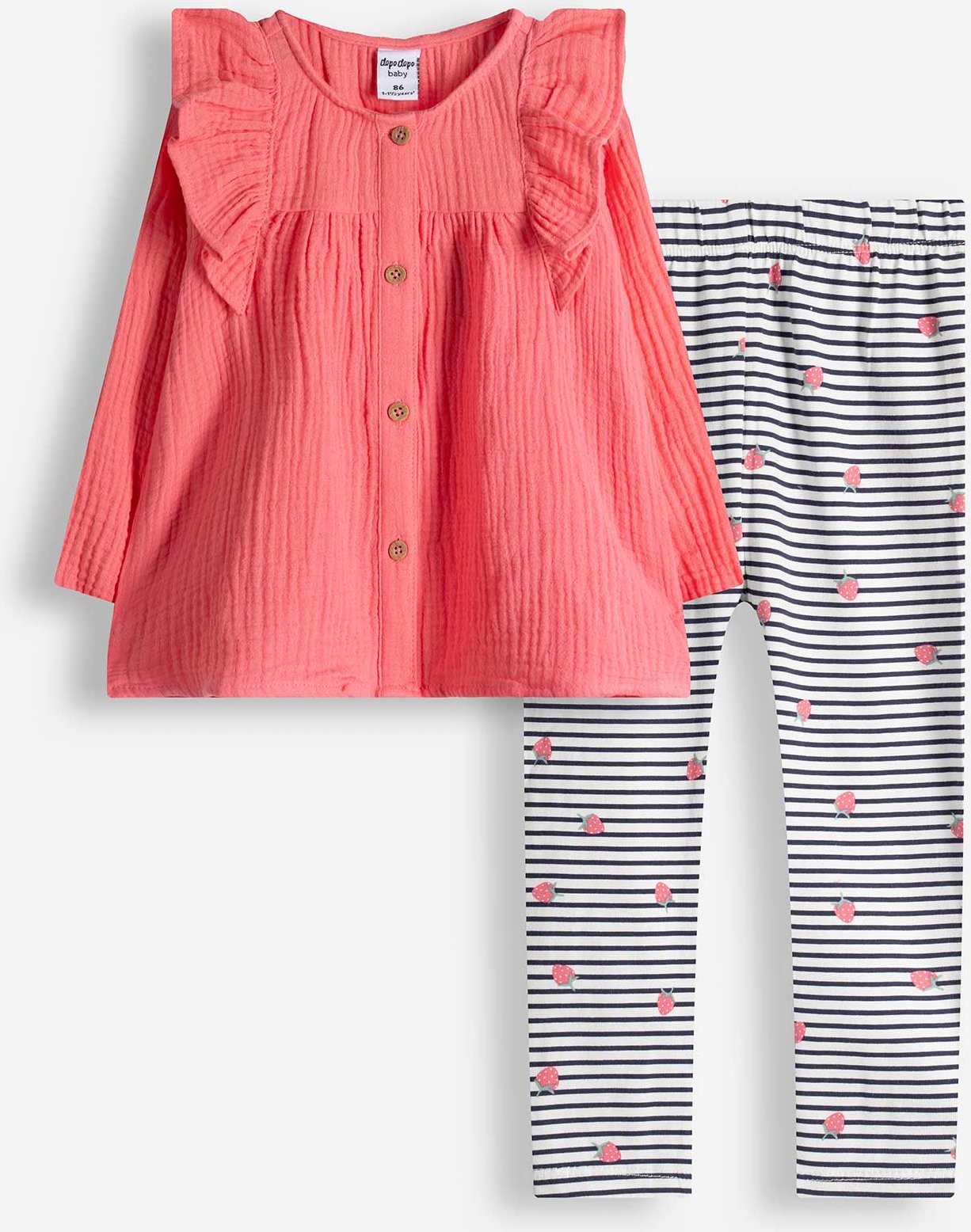 Set aus Kleid und Leggings - Musselin - pink