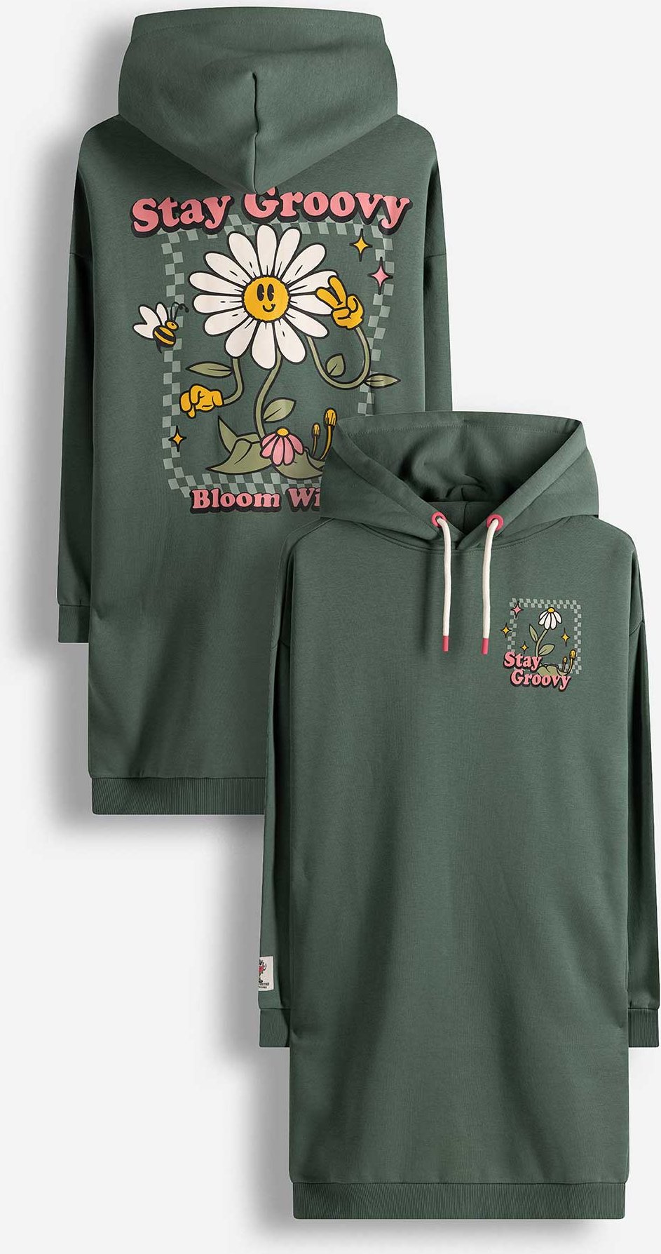 Kleid - Rückenprint - grün