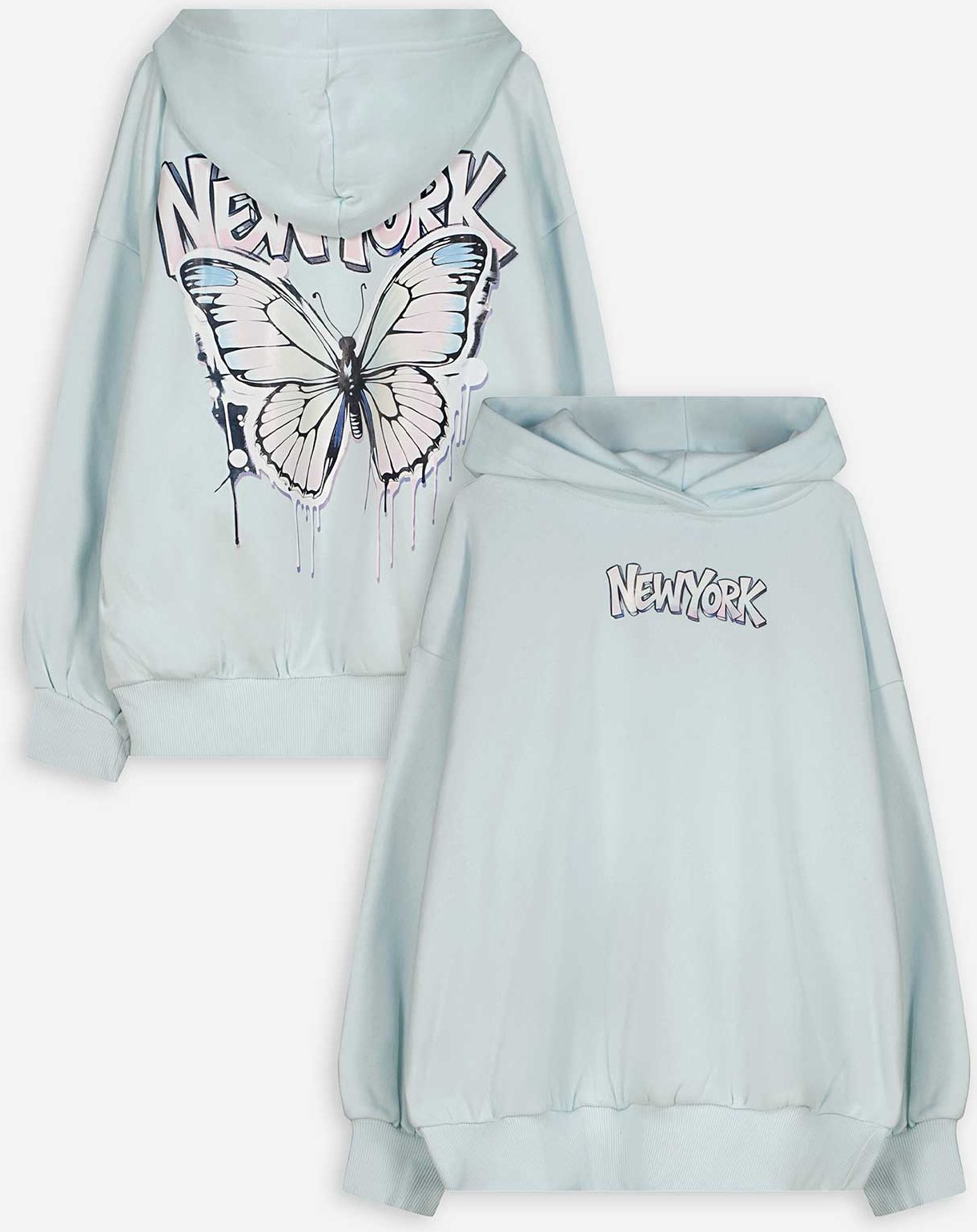 Thumbnail - Sweatshirt - Mehrfarbiges Design - hellblau