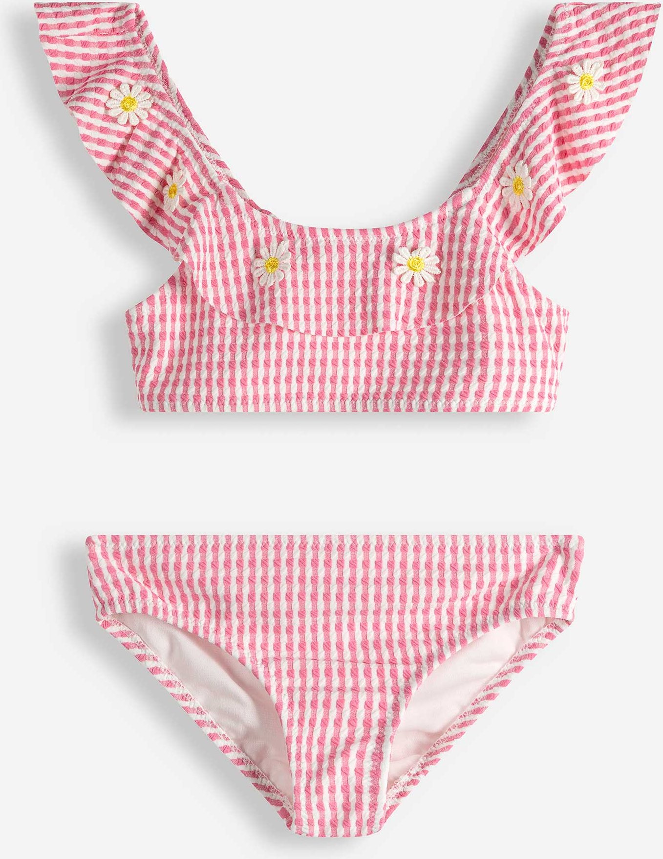 Set aus Bikinitop und Bikinislip - Volants - pink