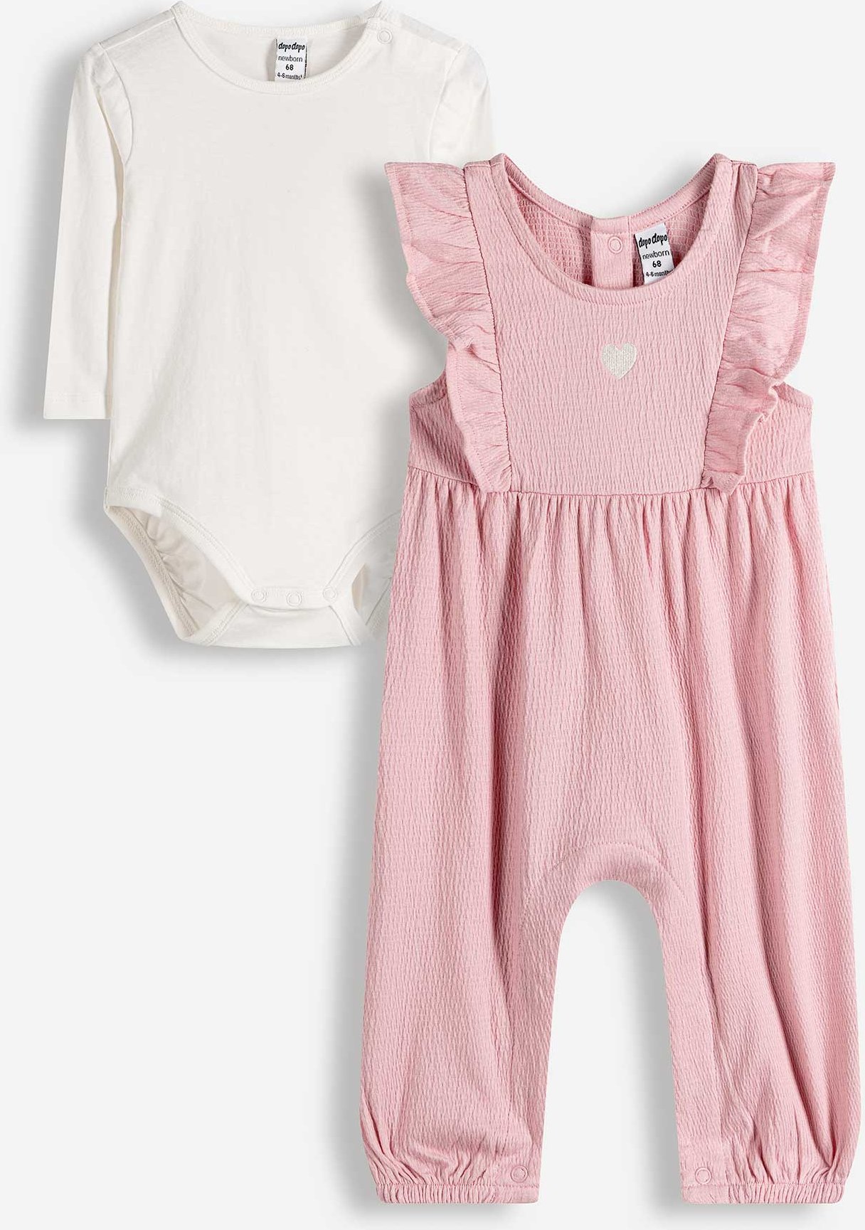 Set aus Body und Hose - Stickereien - rosa