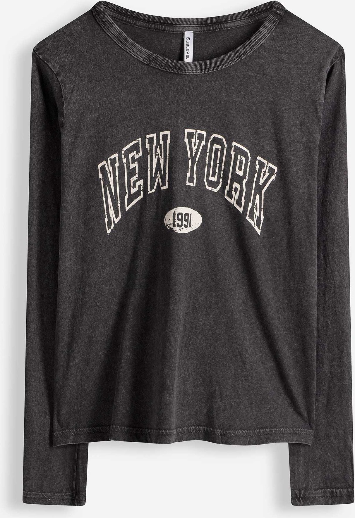 Langarmshirt - Frontprint - dunkelgrau