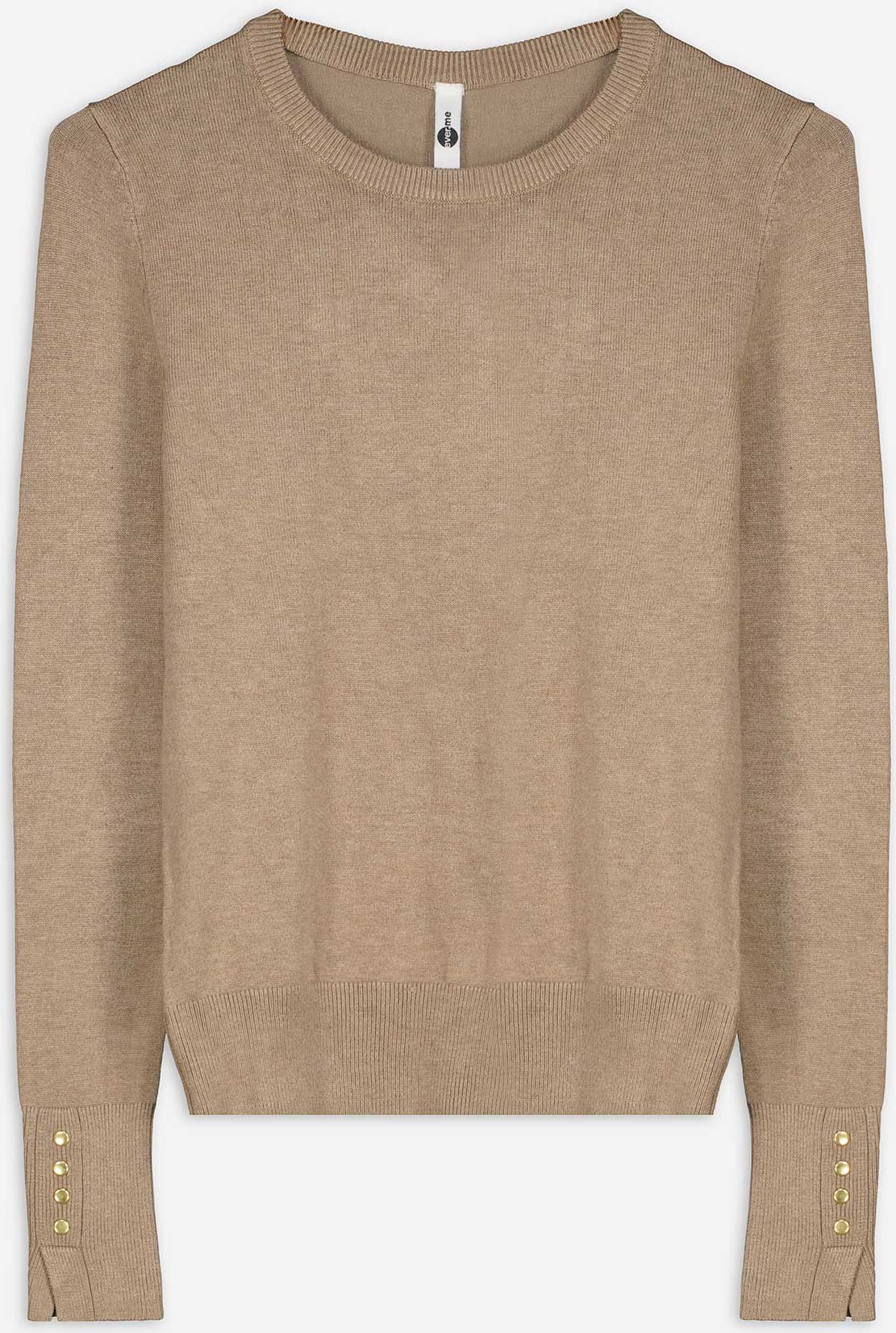 Strickpullover - Zierknöpfe - braun
