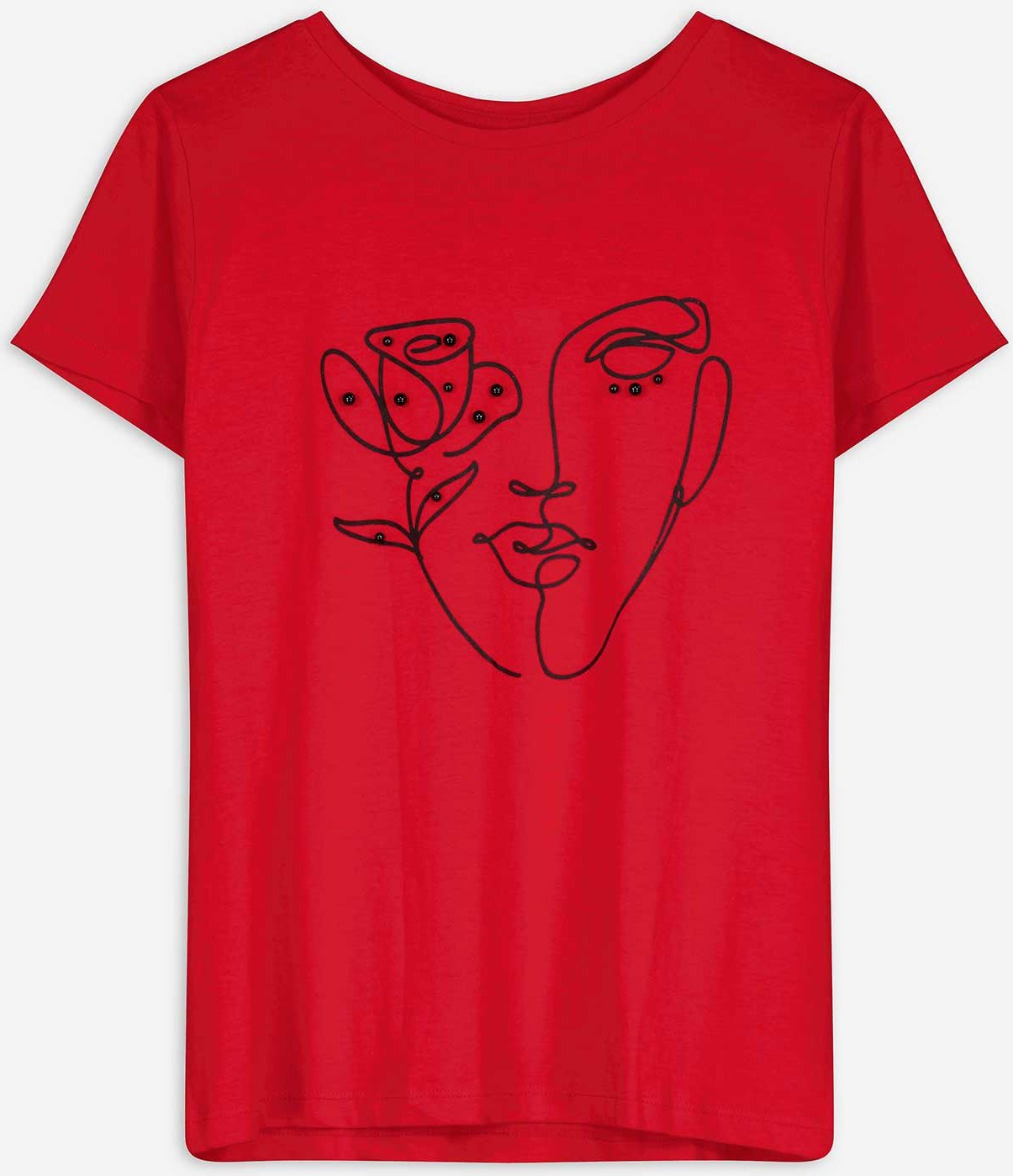 T-Shirt - Zierperlen - rot