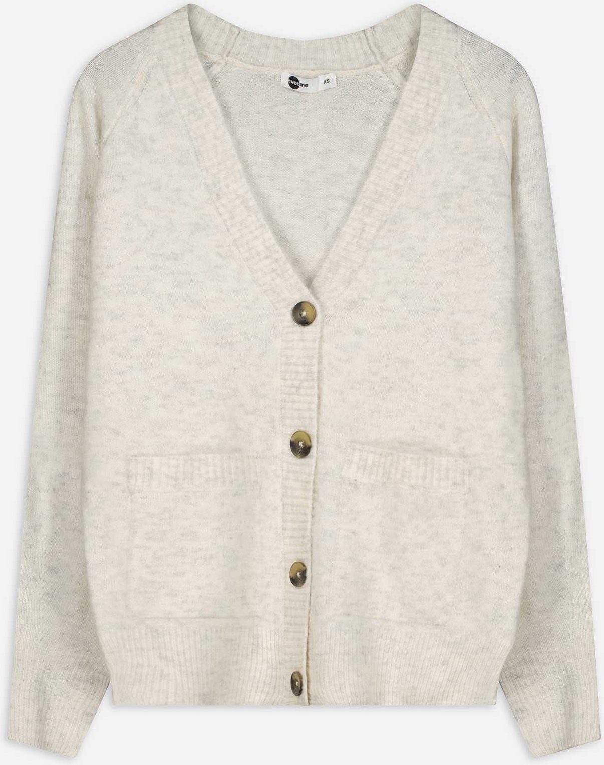 Strickjacke - Aufgesetze Taschen - weiß