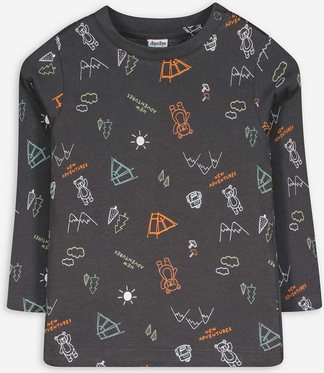 Thumbnail - Langarmshirt - Allover-Print - dunkelgrau