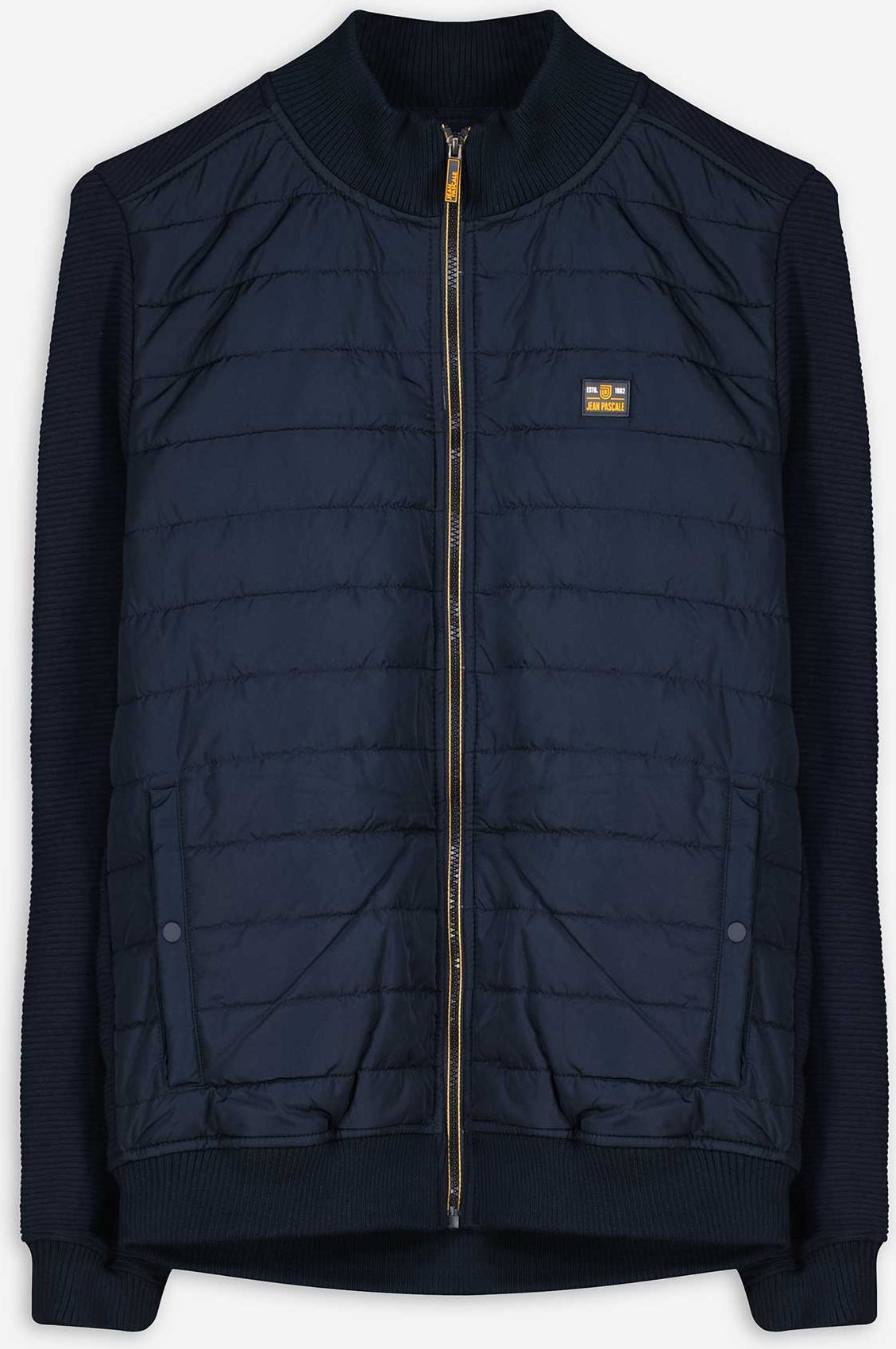 Thumbnail - Sweatjacke - Material-Mix - dunkelblau