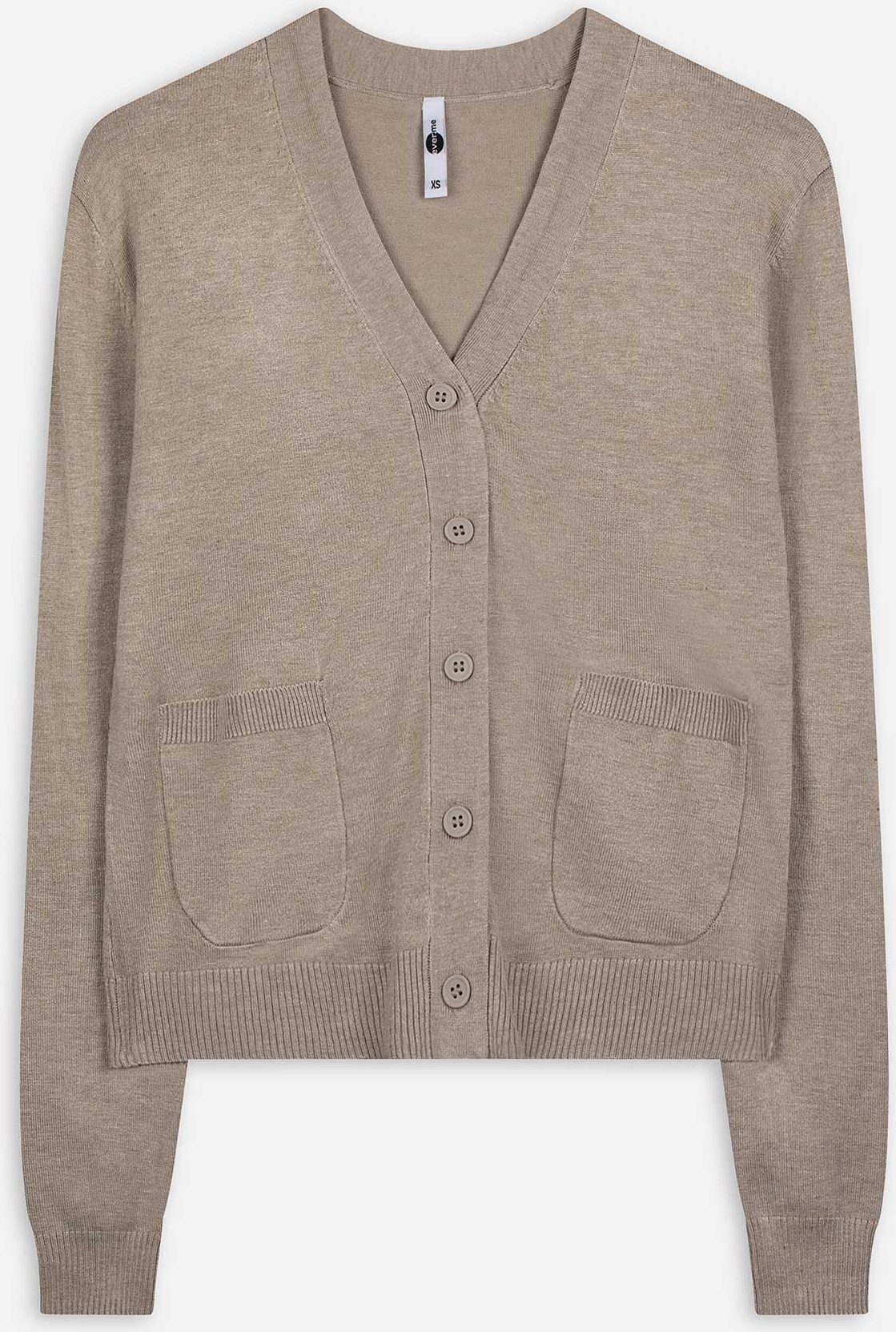 Strickjacke - Aufgesetze Taschen - beige