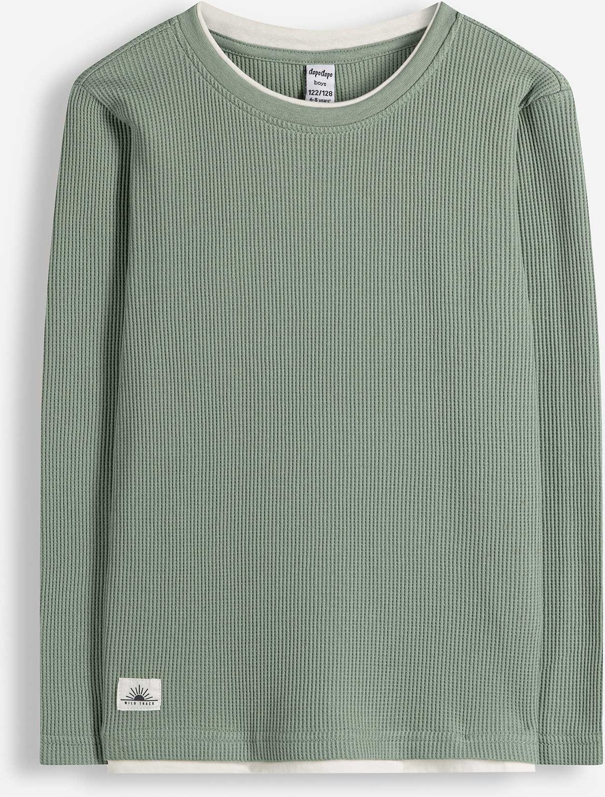 Langarmshirt - Waffelstruktur - grün