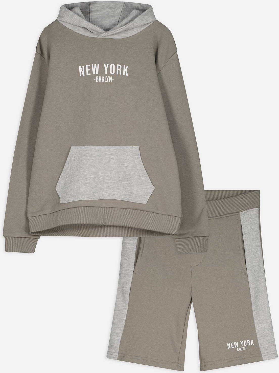 Thumbnail - Set aus Sweatshirt und Hose - Sweat - dunkelgrün