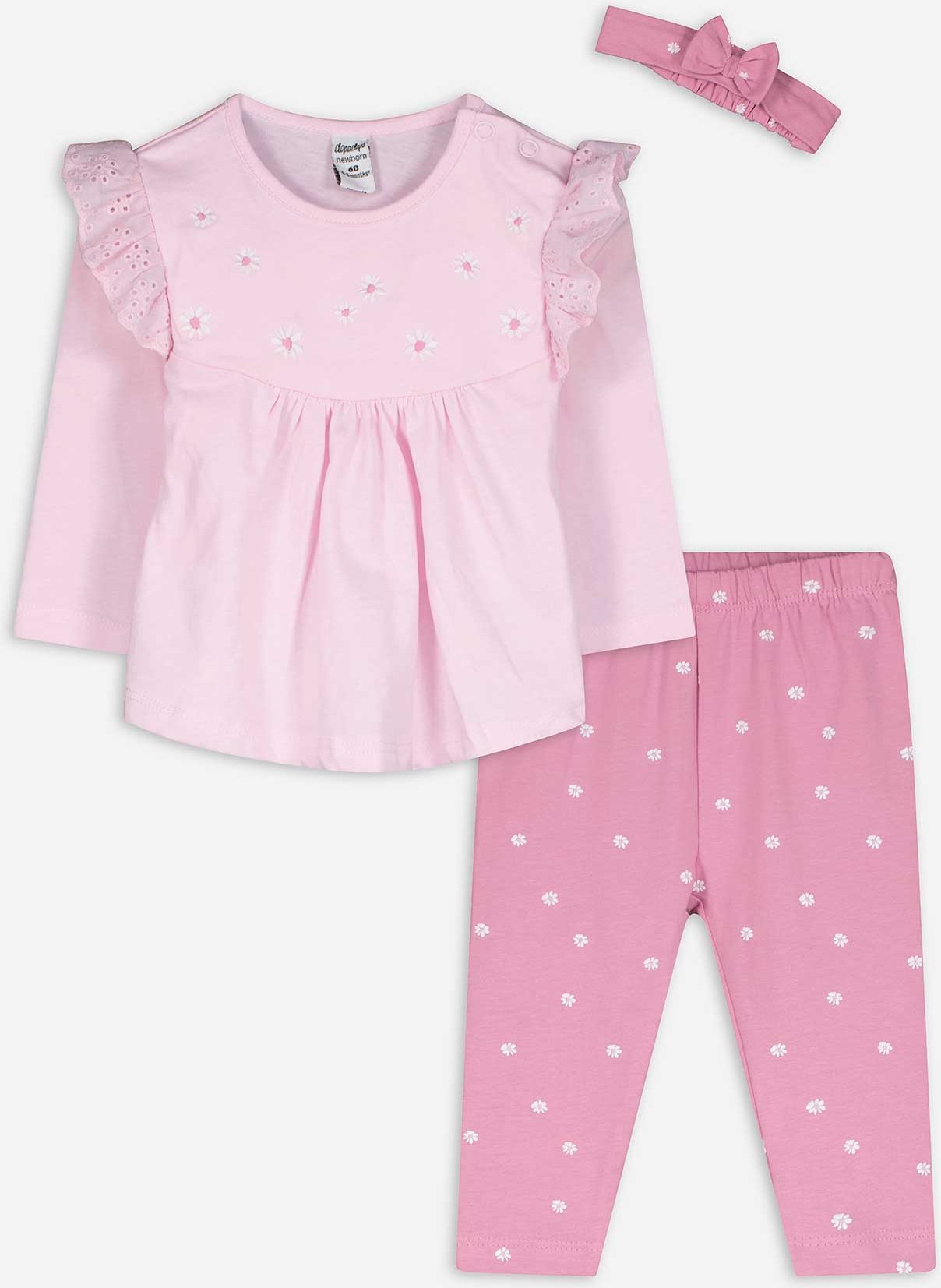Set aus Langarmshirt und Leggings - Stickereien - rosa