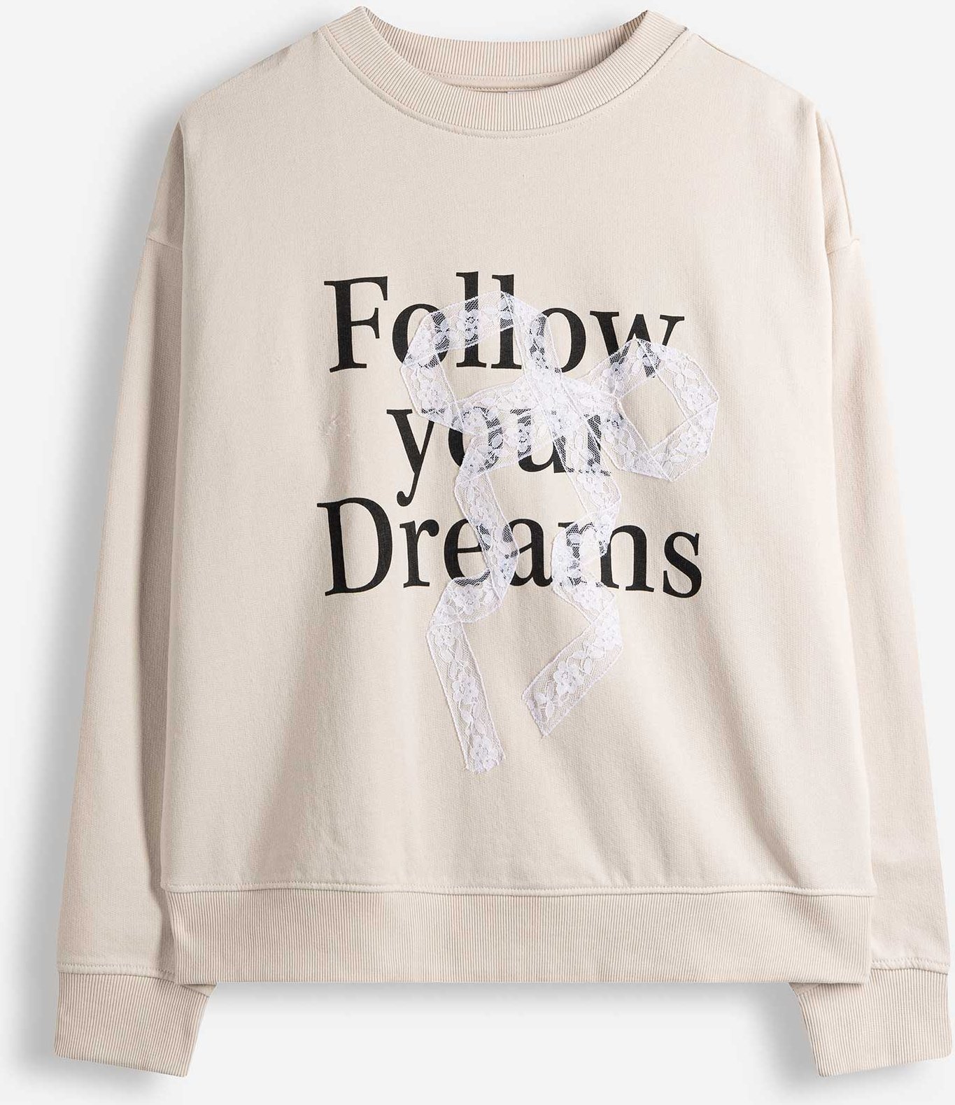 Sweatshirt - Applikation - beige