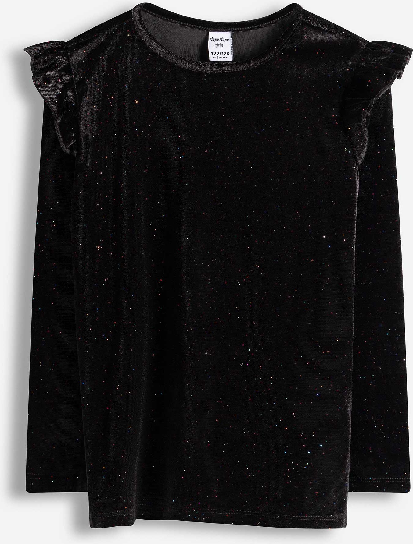 Langarmshirt - Glitzerstoff - schwarz