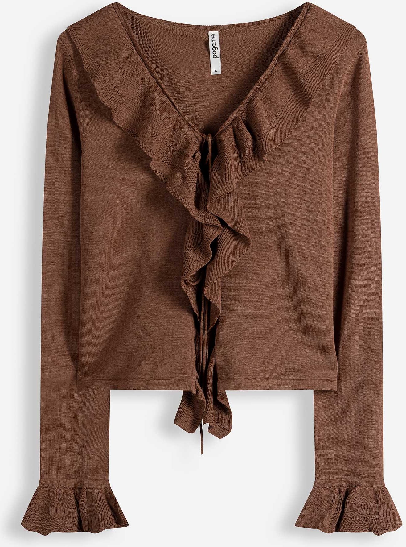 Cardigan - Ärmel mit Volants - braun