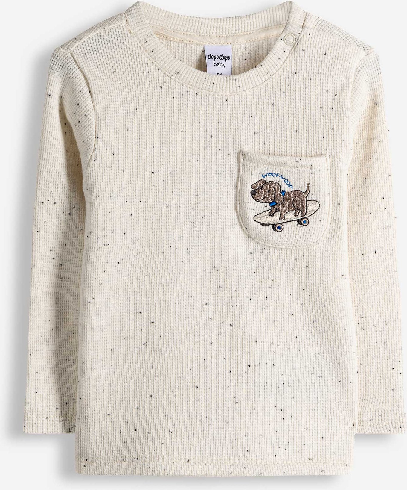 Langarmshirt - Waffelstruktur - weiß