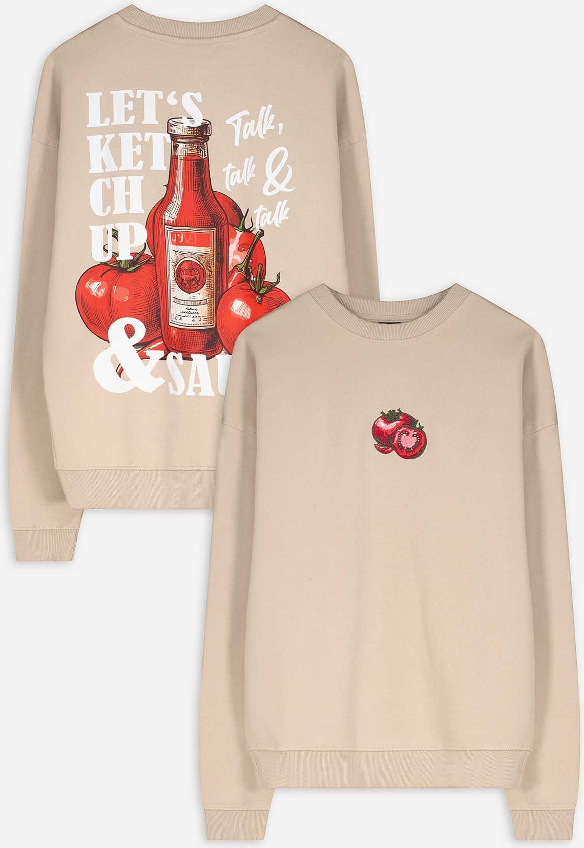 Sweatshirt - Print - beige