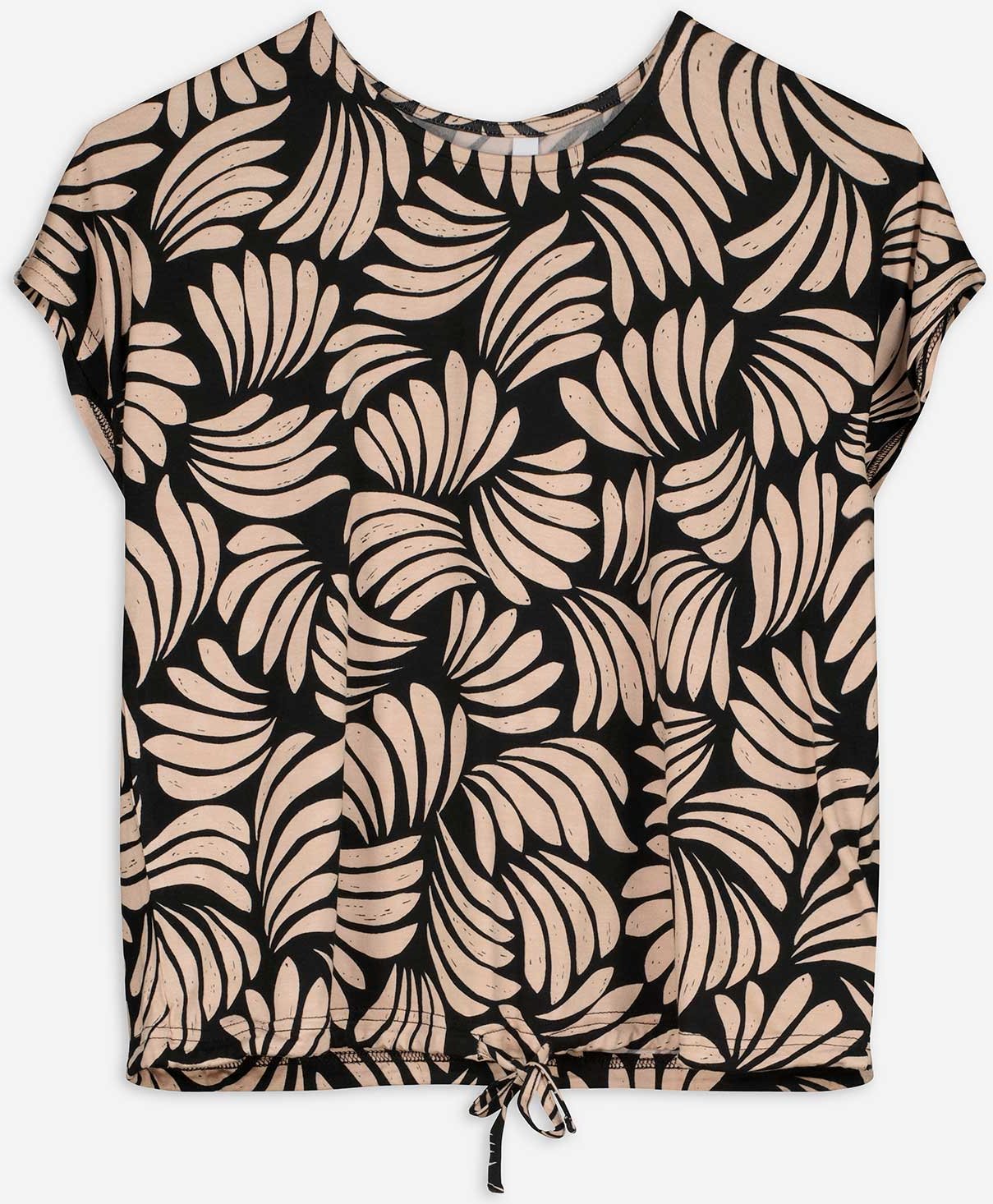 T-Shirt - Florales Muster - schwarz