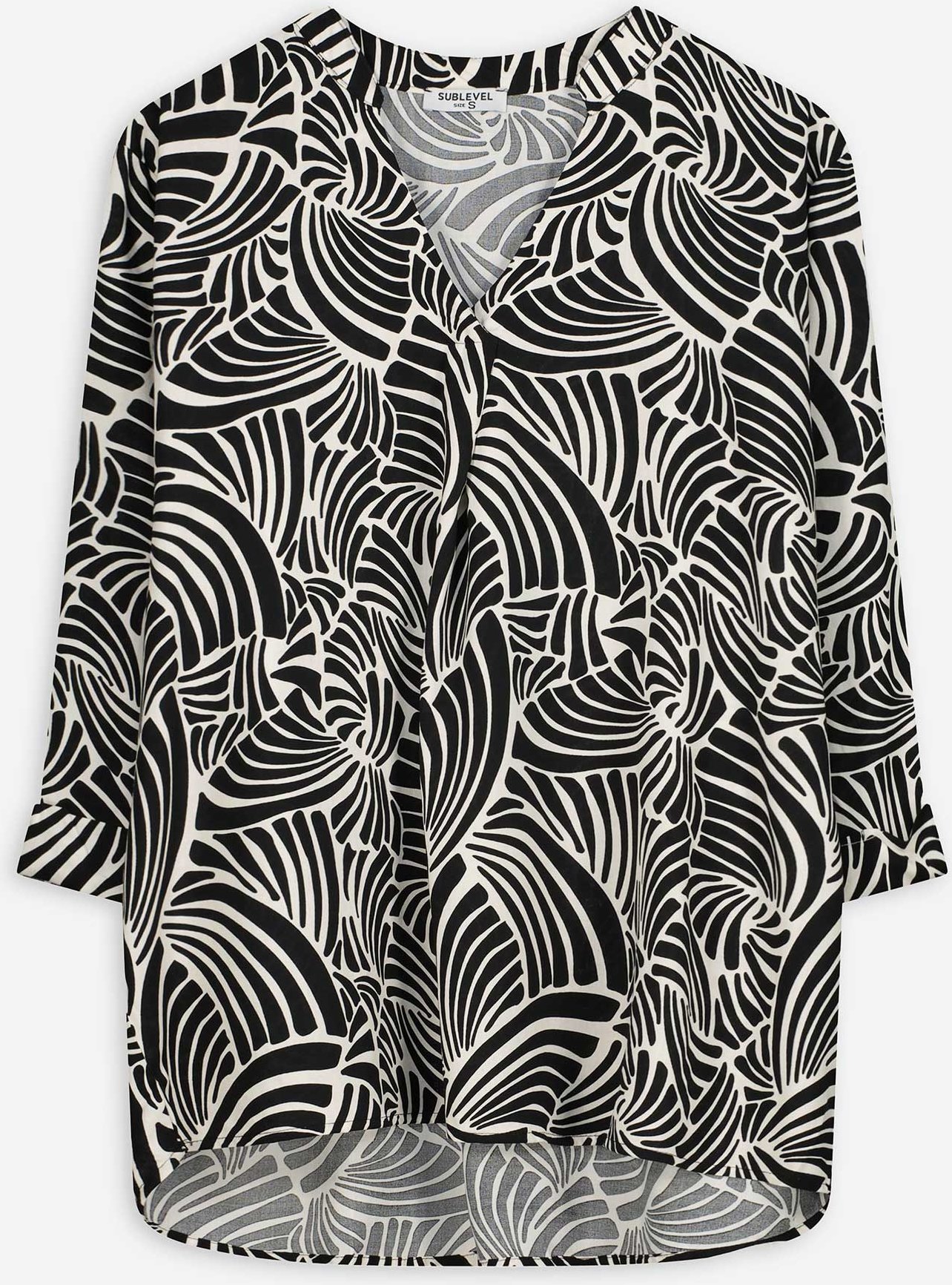 Thumbnail - Bluse - Allover-Muster - schwarz