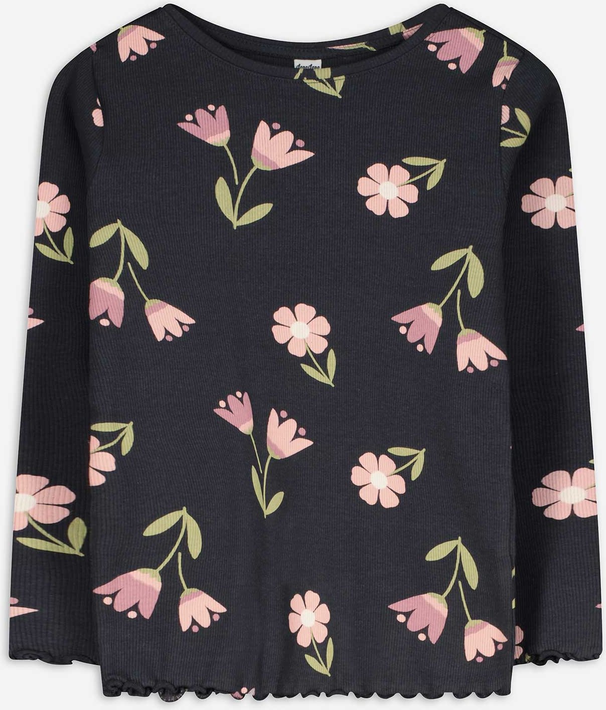 Langarmshirt - Allover-Print - dunkelgrau