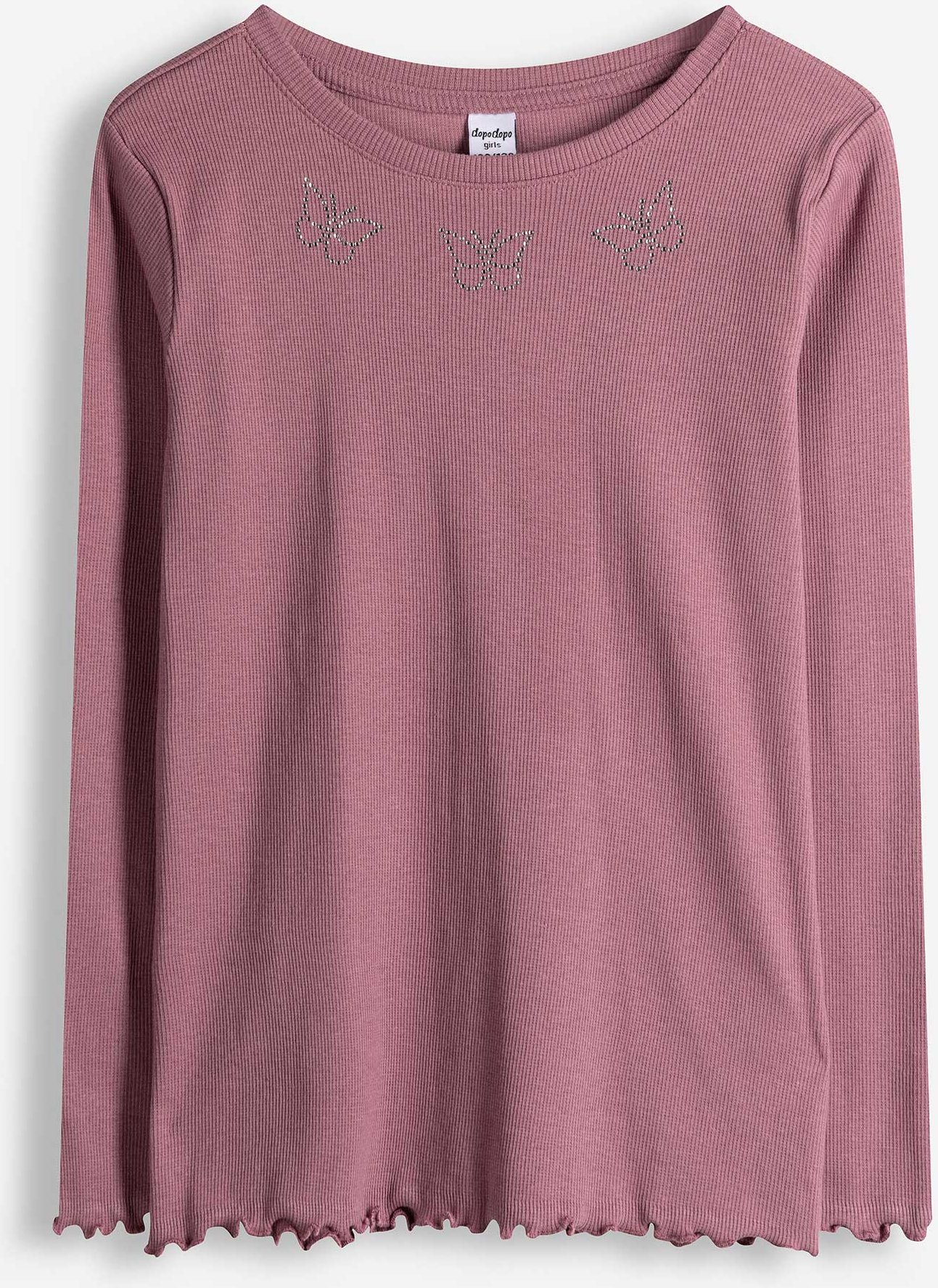 Langarmshirt - Ziersteine - dunkellila