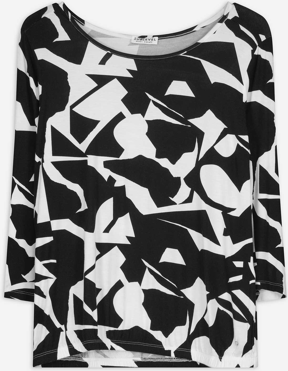 Thumbnail - Langarmshirt - Allover-Print - schwarz