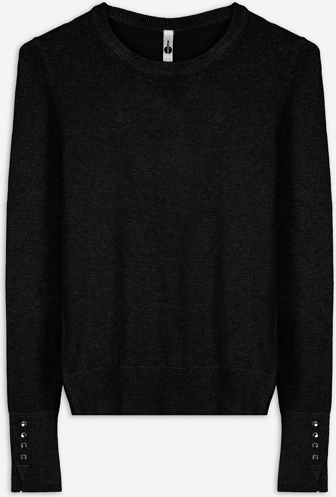 Strickpullover - Zierknöpfe - schwarz