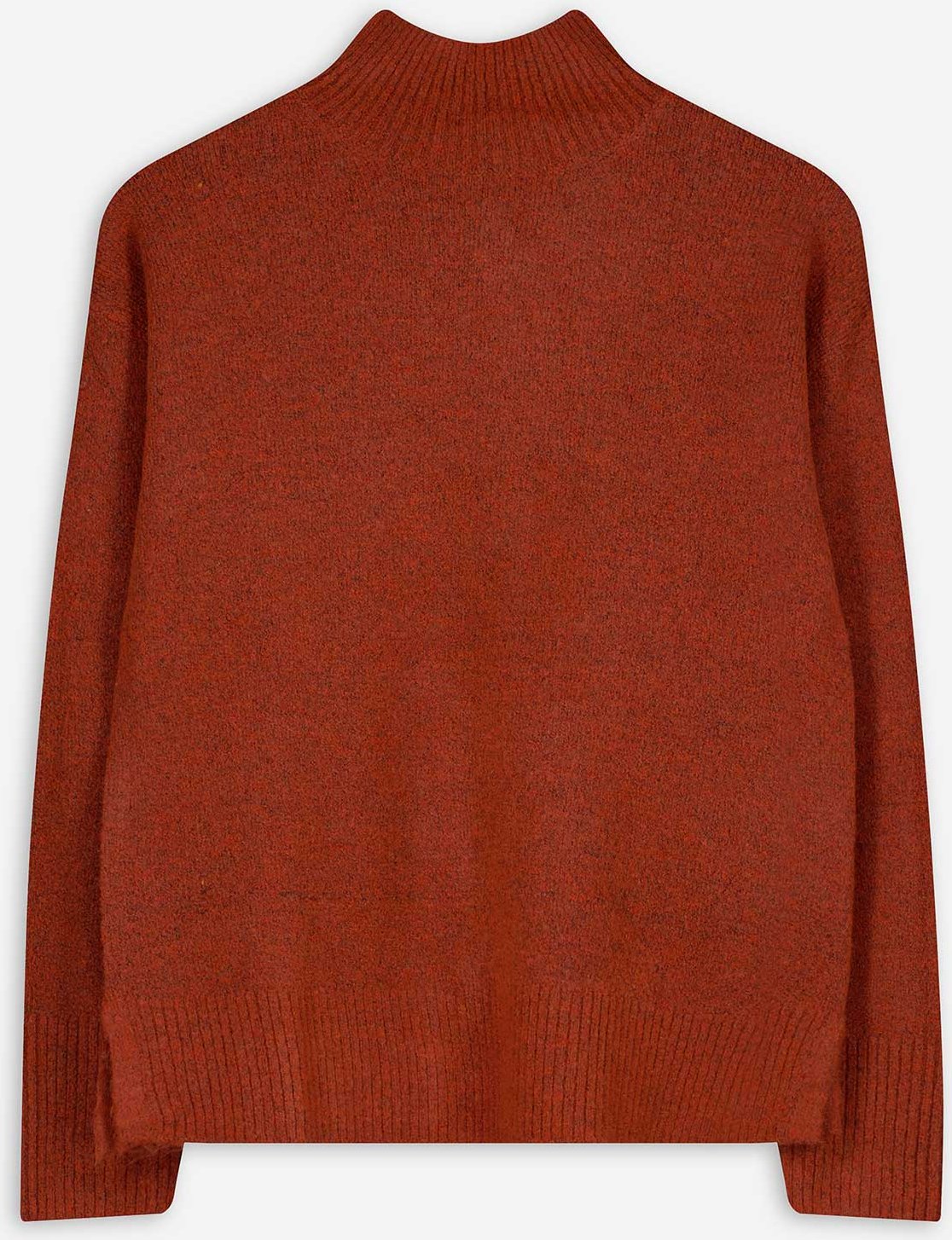 Strickpullover - Mockneck - braun