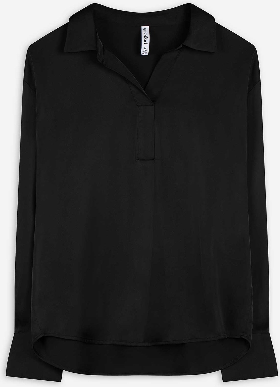 Bluse - Satin - schwarz