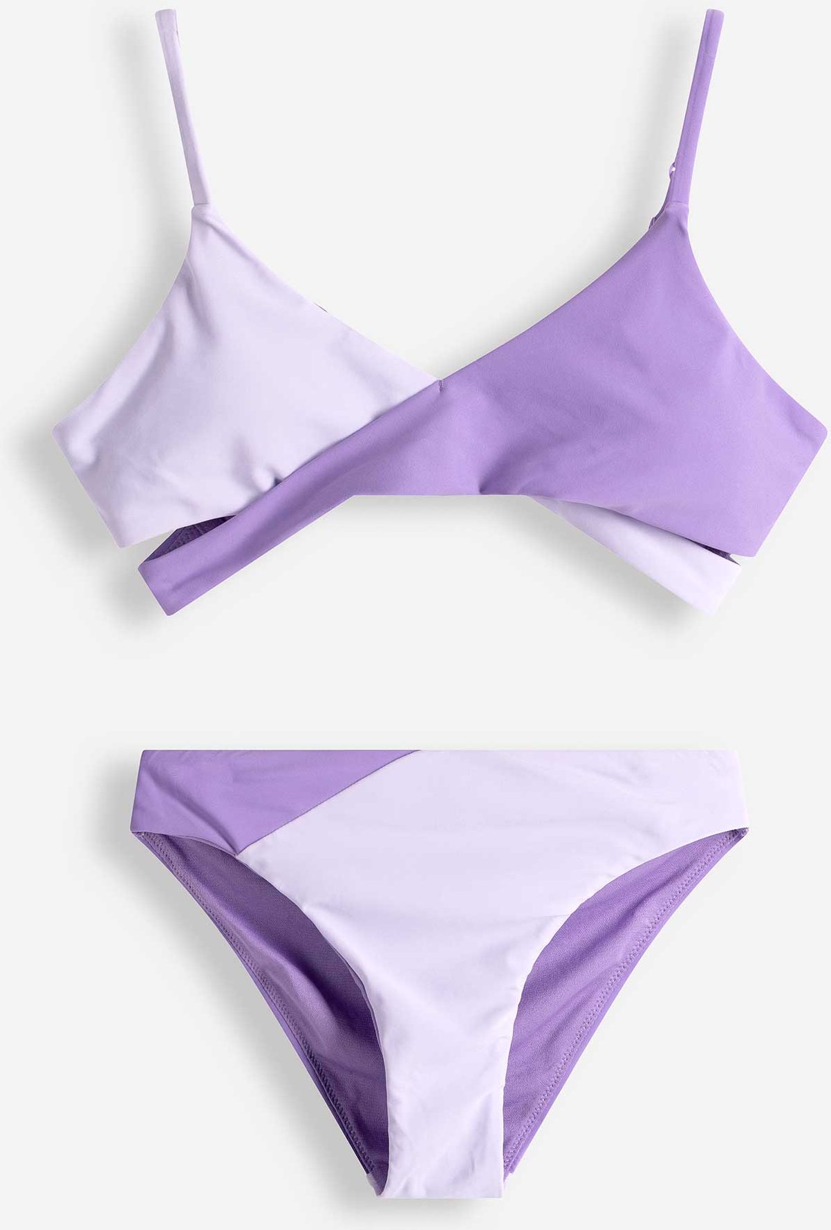 Set aus Bikinitop und Bikinislip - Color-Blocking - lila