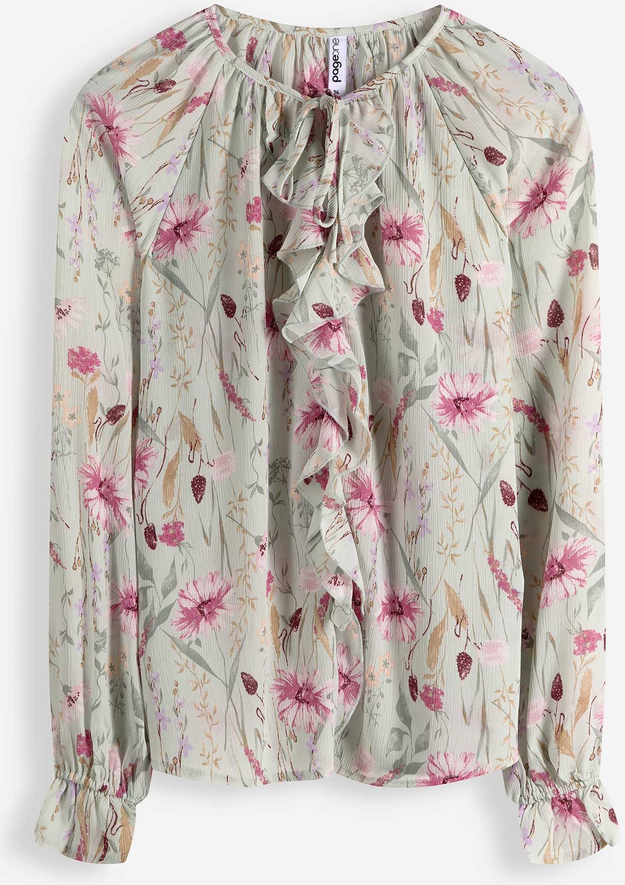 Bluse - Volants - hellgrün