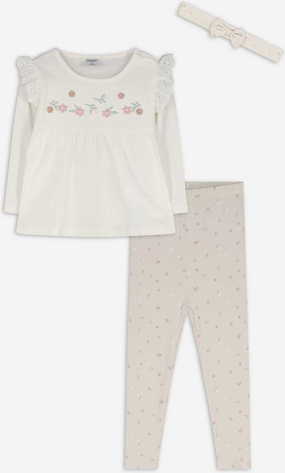 Thumbnail - Set aus Langarmshirt und Leggings - Stickereien - weiß