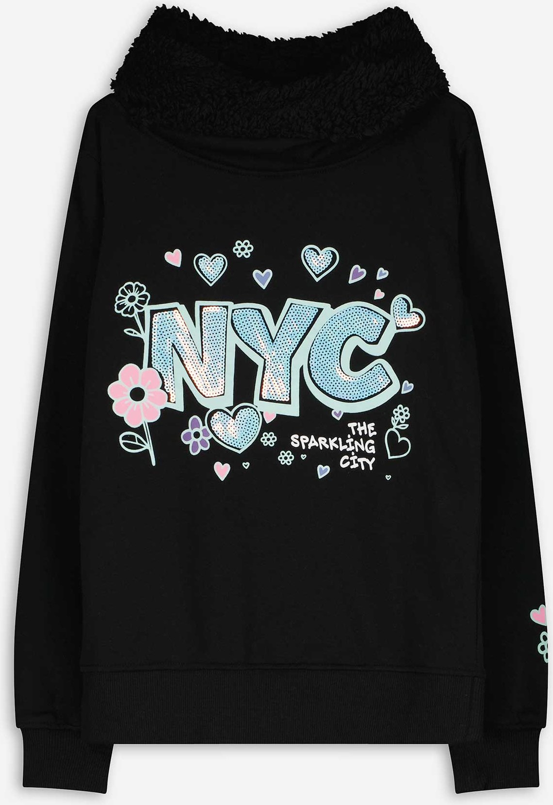 Sweatshirt - Paillettenbesatz - schwarz