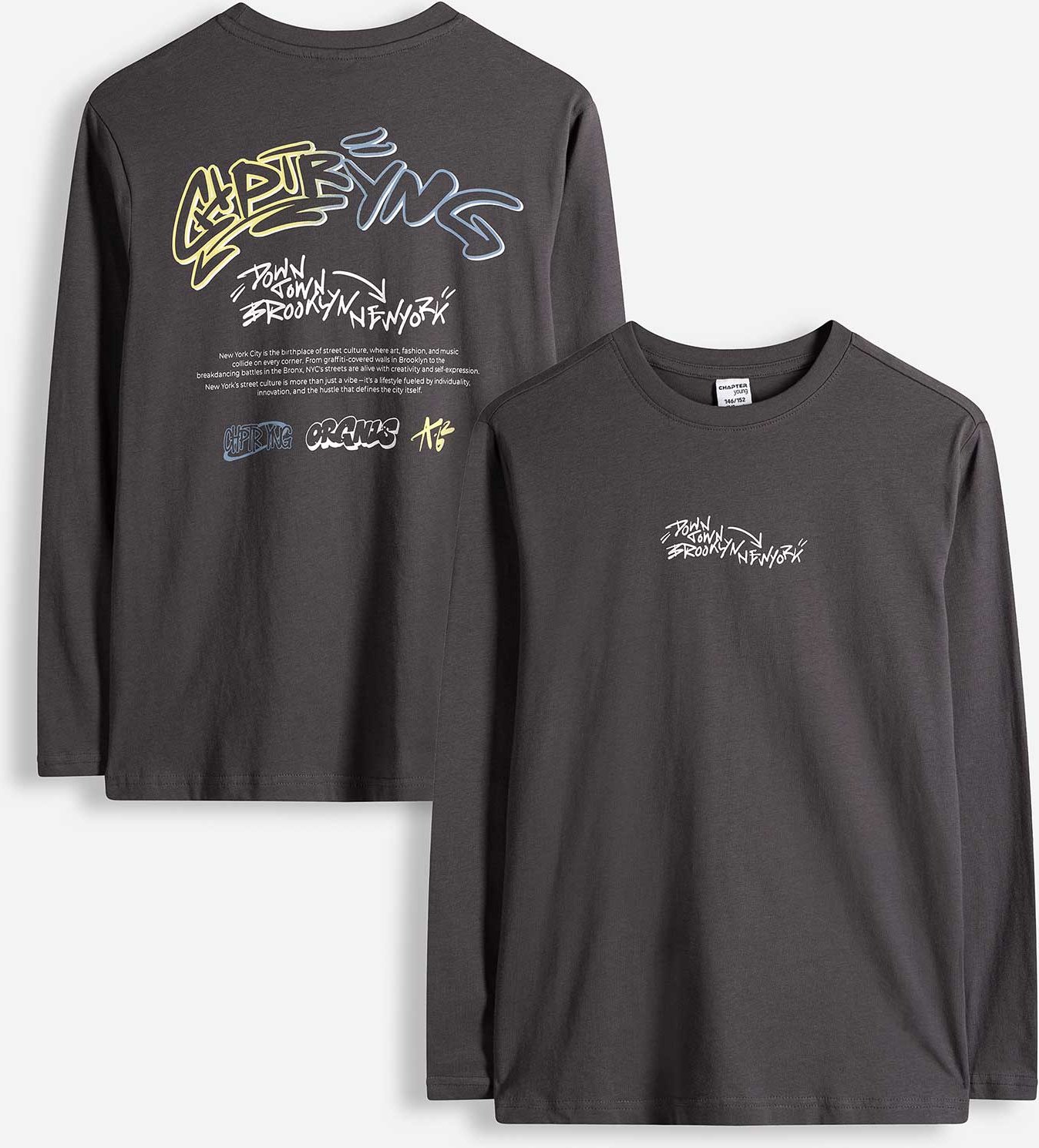 Langarmshirt - Rückenprint - dunkelgrau