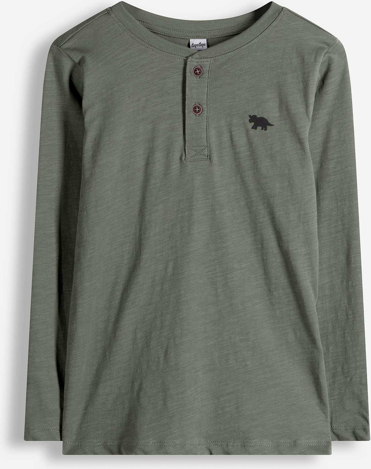 Langarmshirt - Knopfleiste - dunkelgrün