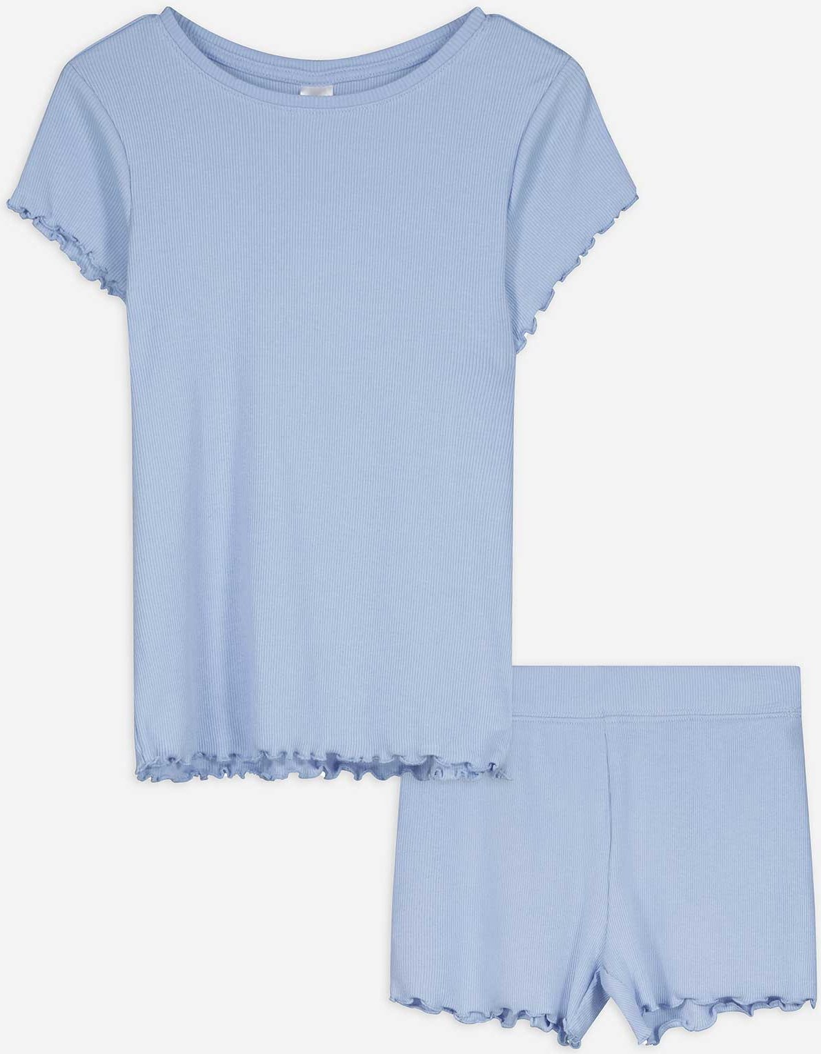 Thumbnail - Pyjama Set aus Shirt und Shorts - einfarbig - hellblau
