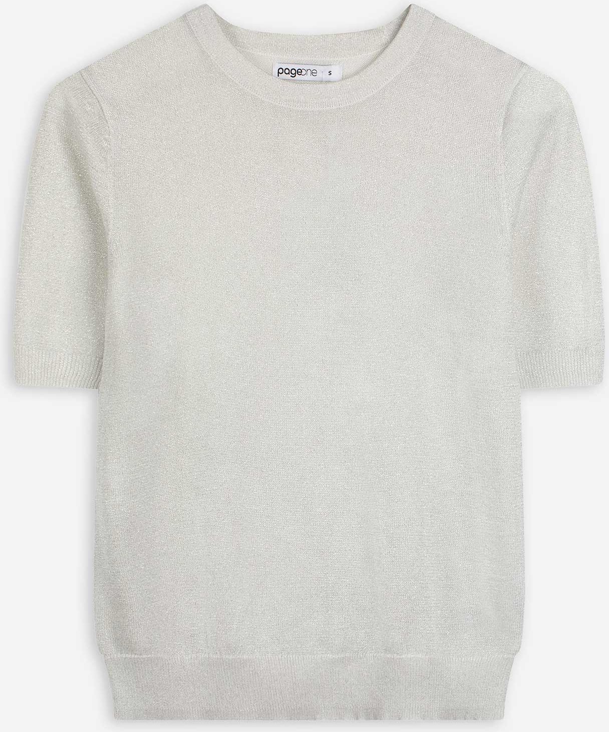 Strickshirt - Lurex - weiß