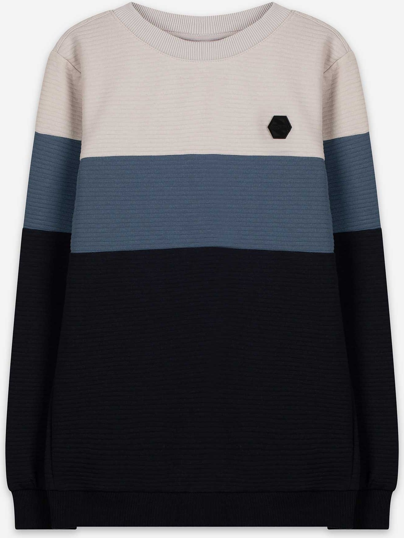 Sweatshirt - Color-Blocking - hellgrau