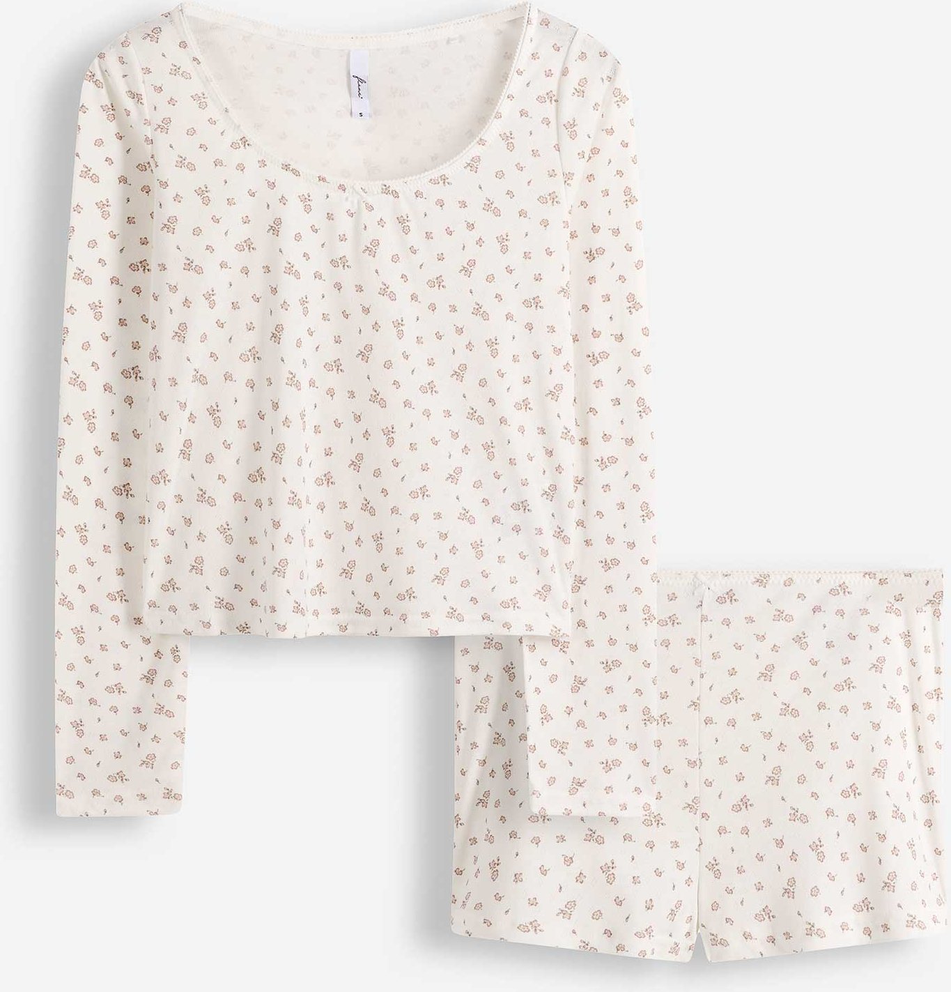 Pyjama Set aus Shirt und Shorts - Allover-Muster - weiß