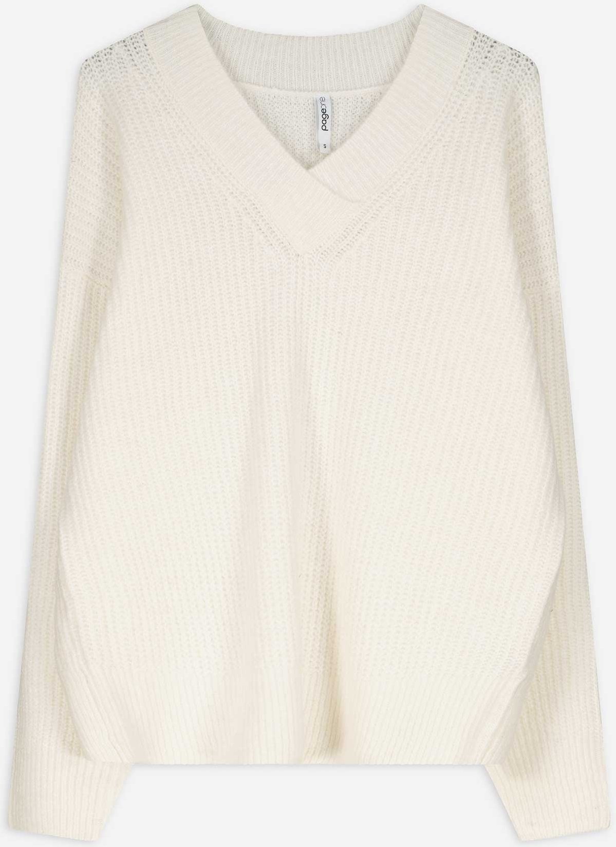 Pullover - V-Ausschnitt - beige