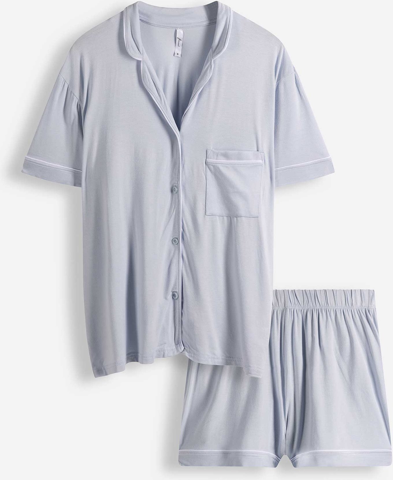 Pyjama Set aus Shirt und Shorts - einfarbig - hellblau