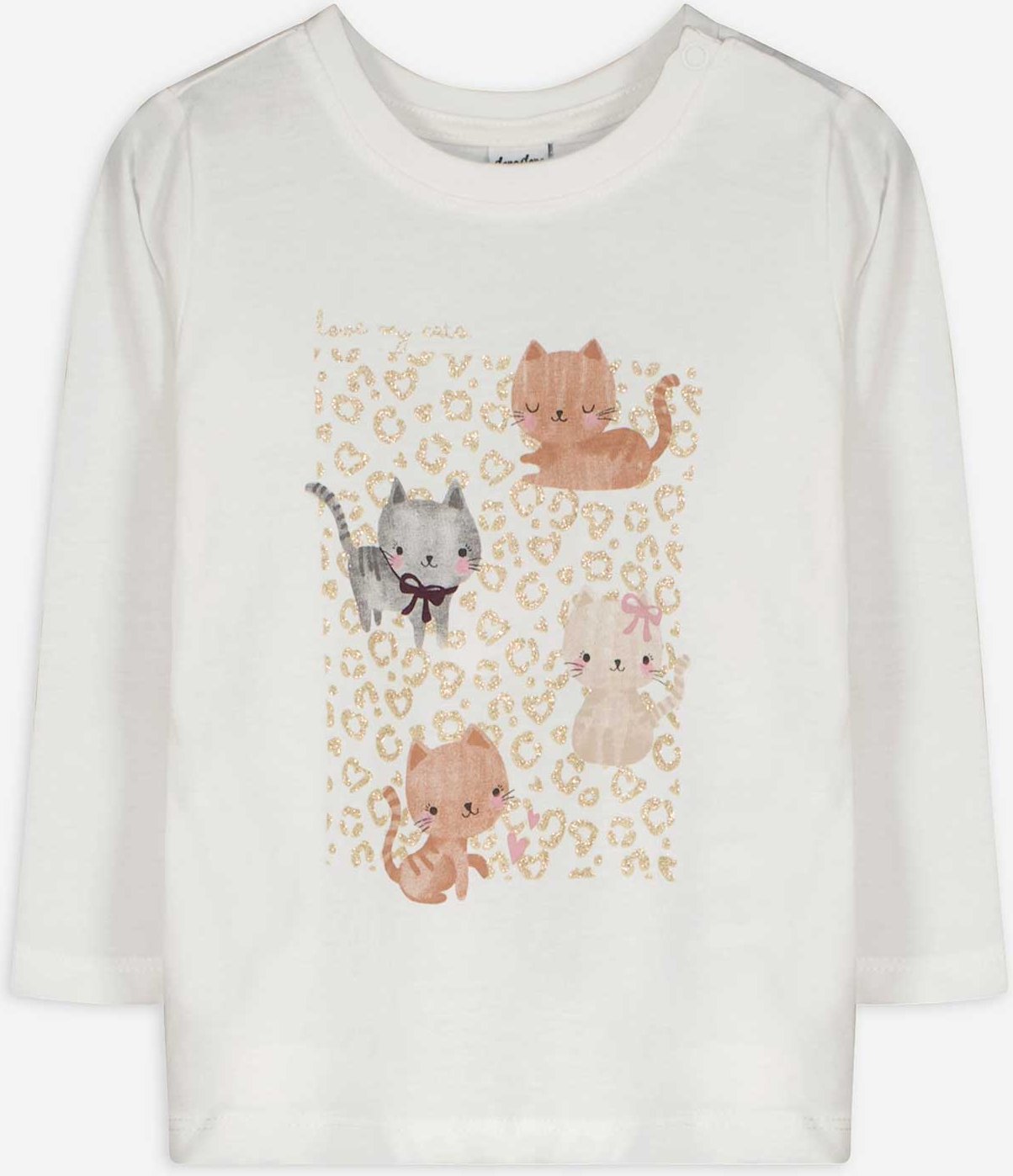 Thumbnail - Langarmshirt - Glitzerprint - weiß