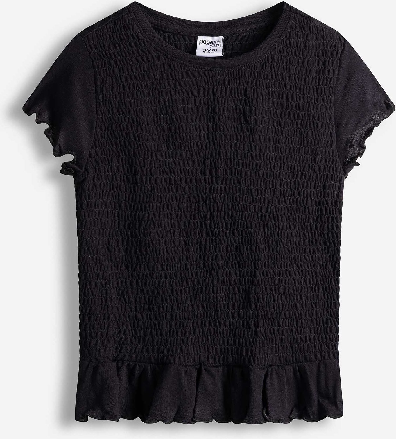 T-Shirt - Muschelsaum - schwarz